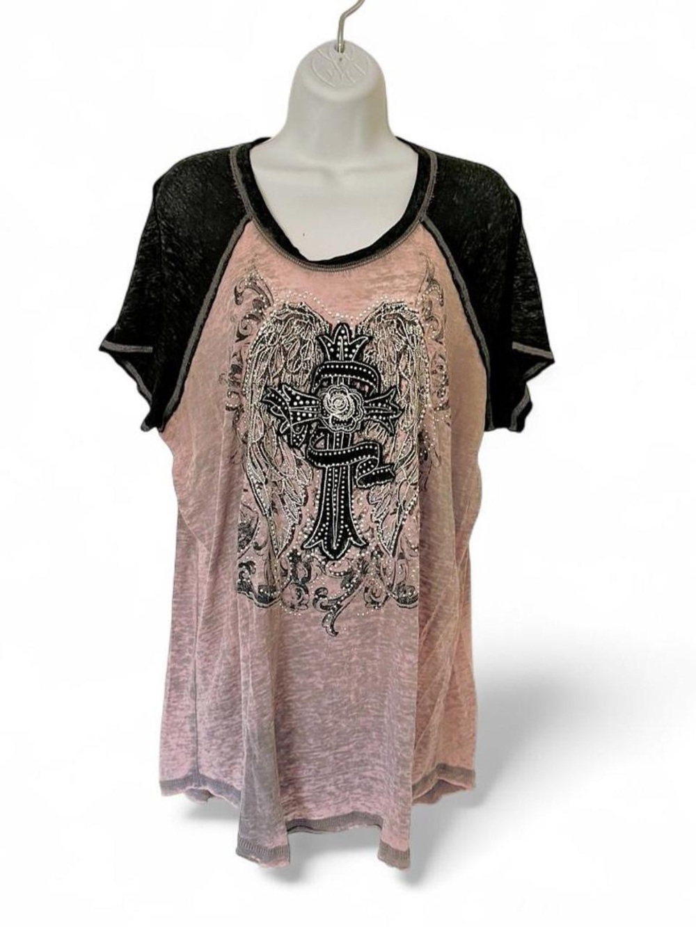 Maurices XXL mauve graphic tee raglan sleeves